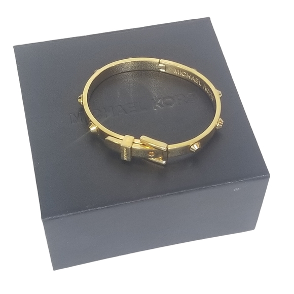 Michael Kors Astor Studded Gold Buckle Bracelet Bangle with Original Box - Picture 4 of 7